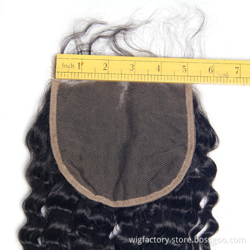 Large in stock unprocessed brazilian human 5x5 deep wave closure, swiss lace 5x5 closure and bundles